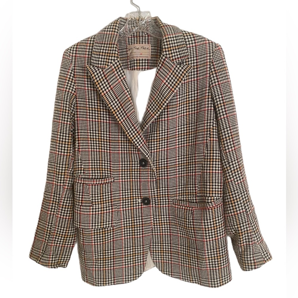 We The Free Oversized Plaid Cotton Blazer Jacket size XS